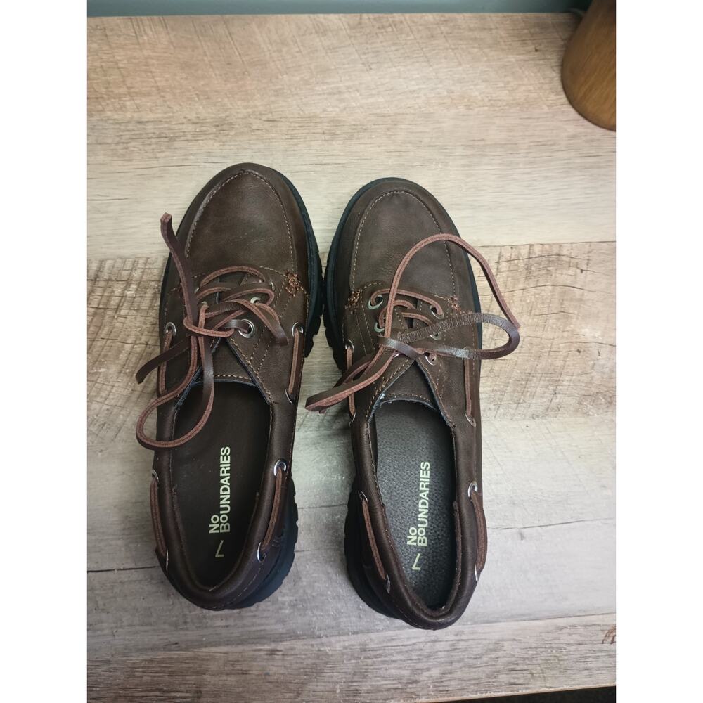 No Boundaries Womens Chunky Platform Oxford Shoes 7 Brown Grunge Academia - Picture 7 of 10